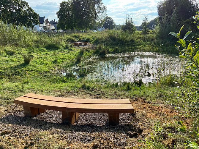 Milbourne Pond curved benches MR